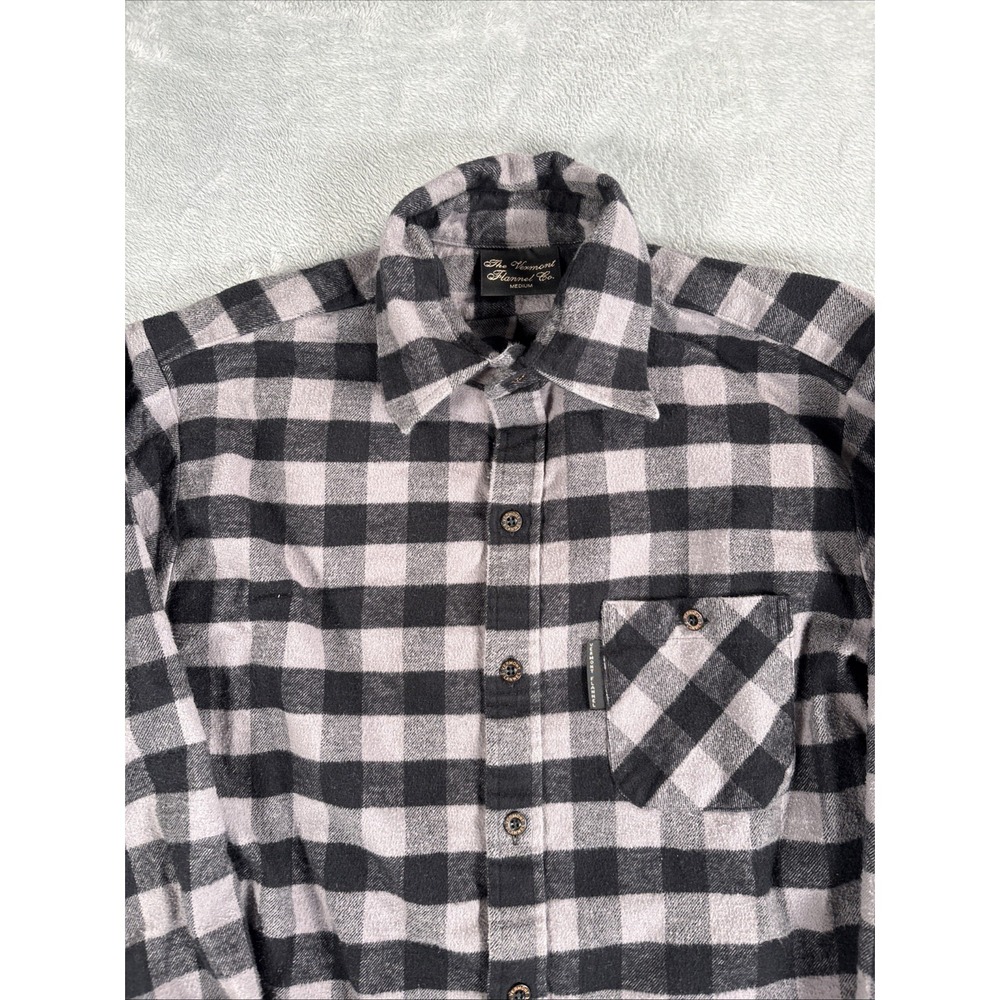 The Vermont Flannel Co Shirt Mens Medium Black Gray Plaid Made USA Gorpcore